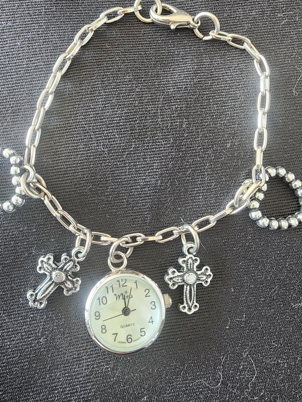 Mira Silver-Tone Quartz Charm Watch Pendant